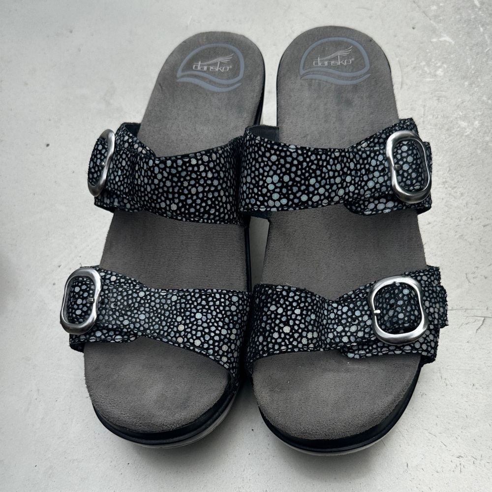Dansko Women's Black Speckled Double-Buckle Sandal